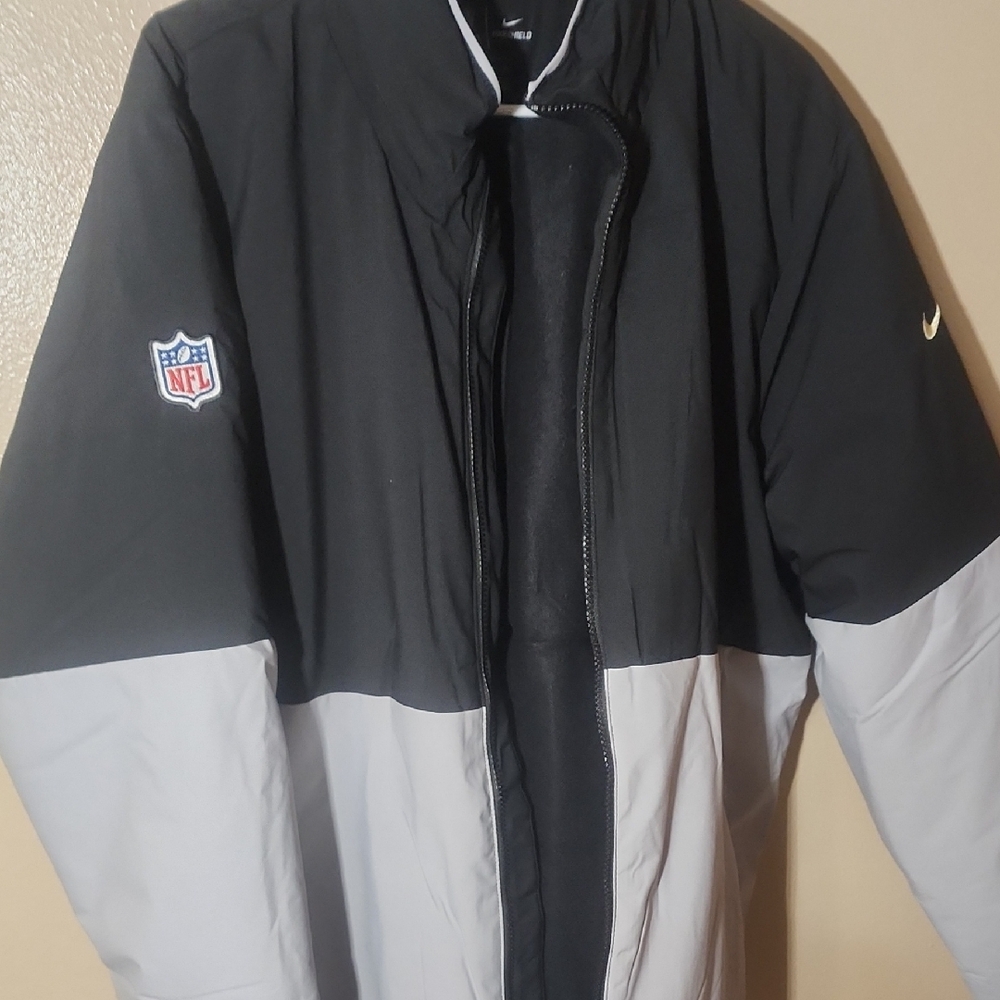 Nike Black and Gray Puffer Jacket with NFL Logo